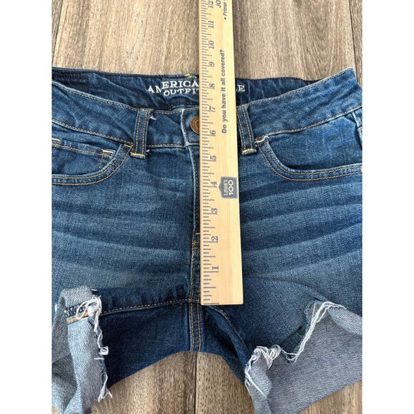 AMERICAN EAGLE WOMENS STRETCH JEAN DENIM BLUE SHORTS SIZE 4 - Picture 3 of 7